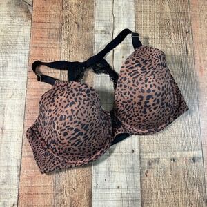 Soma Brown Leopard Embraceable Enchanting Lace Racerback Bra 38DDD Underwire